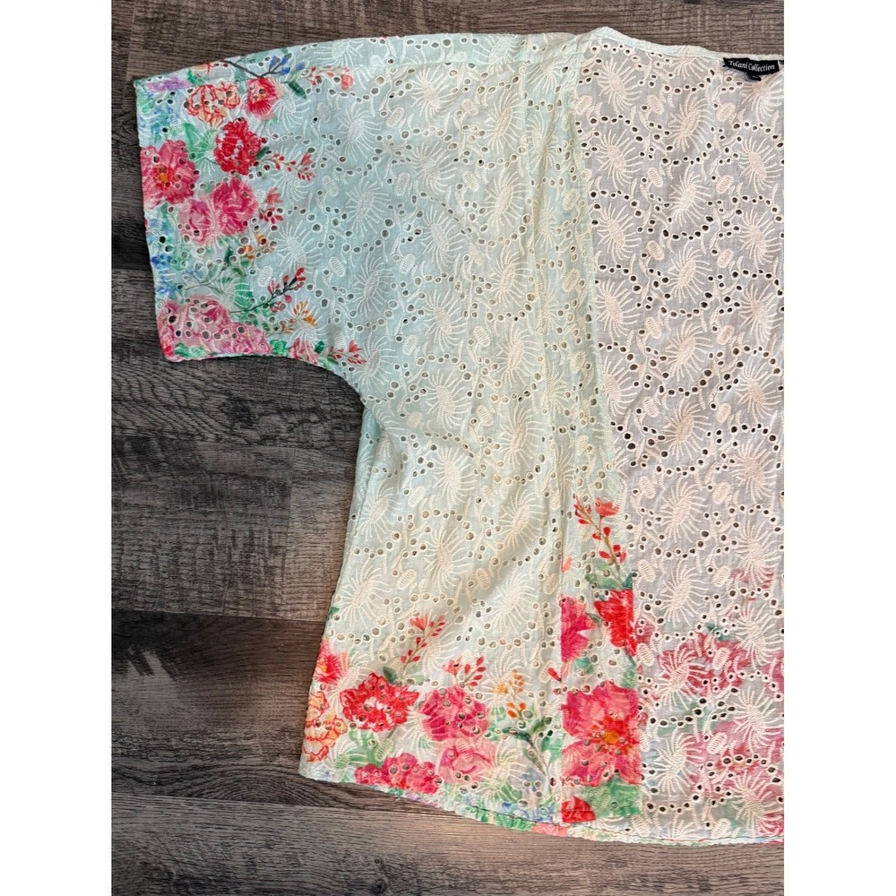Tolani Floral Eyelet Kimono Top XL | Boho Resort Cottagecore Layer - Picture 4 of 8